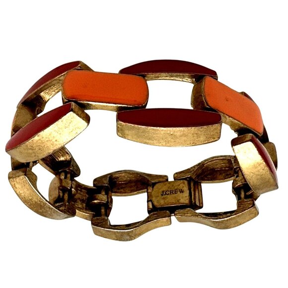 Mod Chic Enamel Colorblock Link Bracelet Multicolor Enamel Retro Inspired Casual - Picture 1 of 9